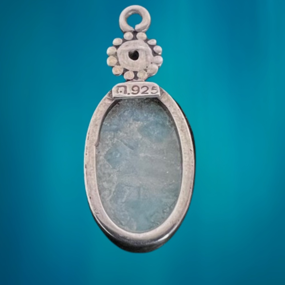 Larimar Stone Sterling Silver Stamped 925 Mount Pendant Host Pick - Picture 4 of 8